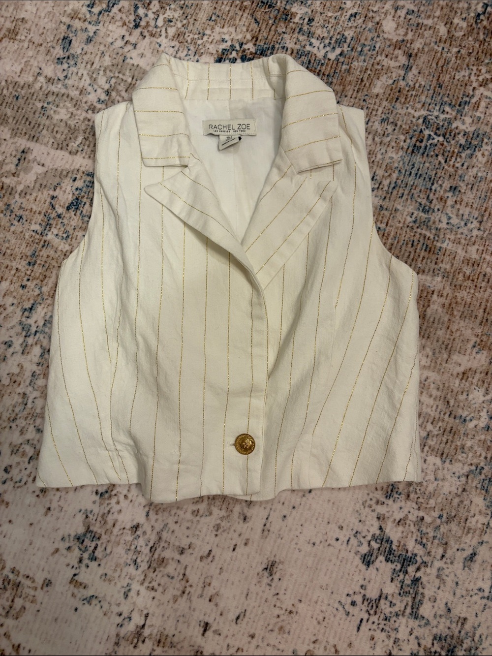 Rachel Zoe White Blazer with Gold Pinstripe Detail